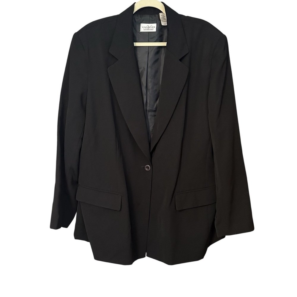 Villager Signature Liz Claiborne Classic Black Women's Blazer Plus Sz 20W Career